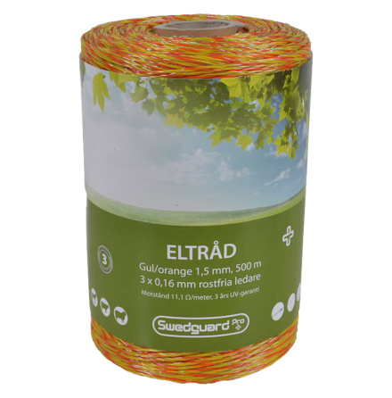 Eltrd Swedguard+ 1,5 mm Gul/Orange 500 m 3x0,16 *