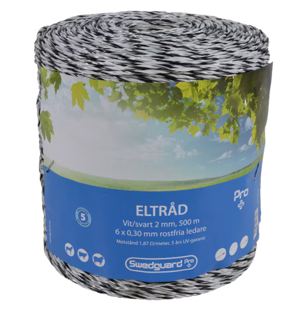 Eltrd Swedguard Pro+ 2 mm Vit/Svart 500 m 6x0,30 *